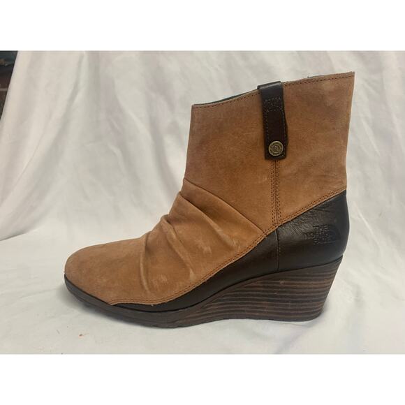 The North Face Maisie Waterproof Wedge Ankle Boots Women 9 Brown Suede & Leather - Picture 2 of 8